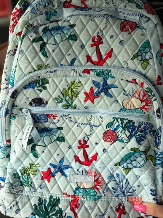 Vera Bradley Handbags - Vera Bradley Quilted Backpack in White with Red, Blue, Green Accents